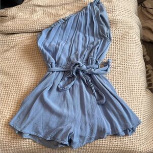 One-Shoulder Blue Romper